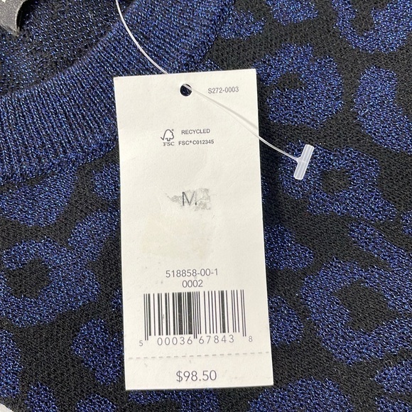 Banana Republic Sweater Women M Medium Blue Cheetah Print Crew Neck Pullover NWT - Picture 14 of 14